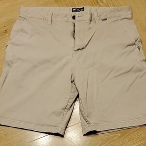 Hurley Khaki Stretch Chino Shorts Size 36 Flat Front Casual 9in Inseam